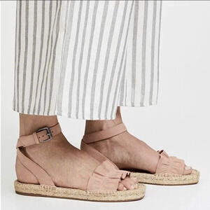 Anthropologie Splendid Suede Blush Mushroom Becca Espadrille Sandals Flats sz.10